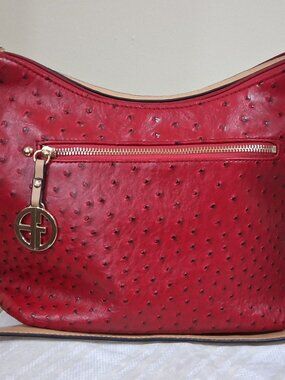 Giani Bernini Red Faux Ostrich Cross Body Bag